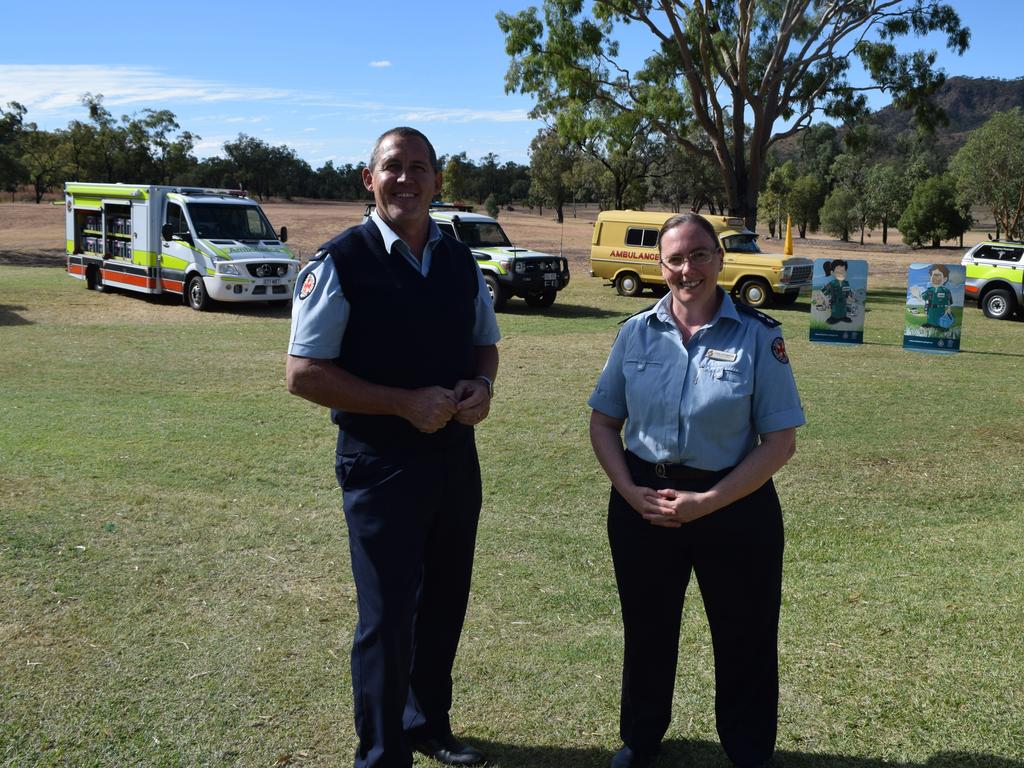 QAS CQ Region Chief Super Intendant Warren Kellett and Officer in Charge of the Springsure station Linda Warriner at the 100 year celebration of the Springsure Ambulance Station at the Springsure Golf Club on Saturday, May 22. There were historical displays, a vehicle line up, children's activities and more.