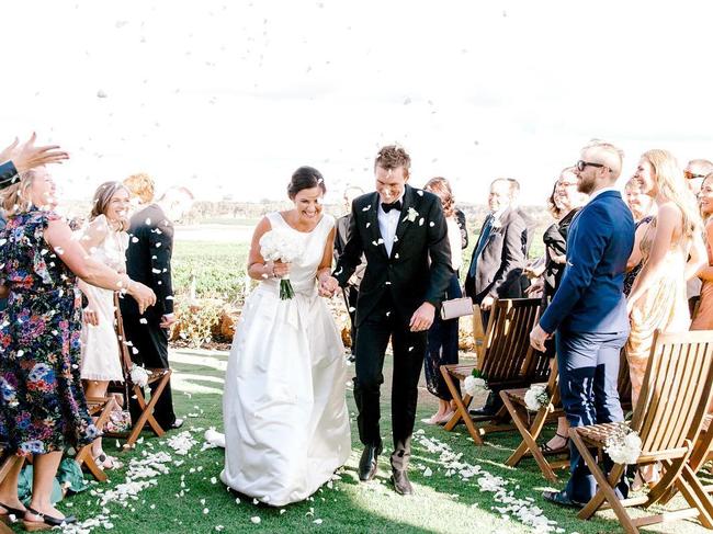 Rohan Dennis and Melissa Hoskins on their wedding day.