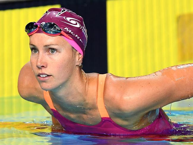 GOLD COAST, AUSTRALIA - MARCH 02:  Emma McKeon after winning the final of the Women's 100m Butterfly event during the 2018 Australia Swimming National Trials at the Optus Aquatic Centre on March 2, 2018 in Gold Coast, Australia.  (Photo by Bradley Kanaris/Getty Images)