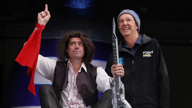 AFL CEO Gillon McLachlan dressed as Meatloaf with Neale Daniher at last year’s Big Freeze at the ‘G. Picture: Michael Klein