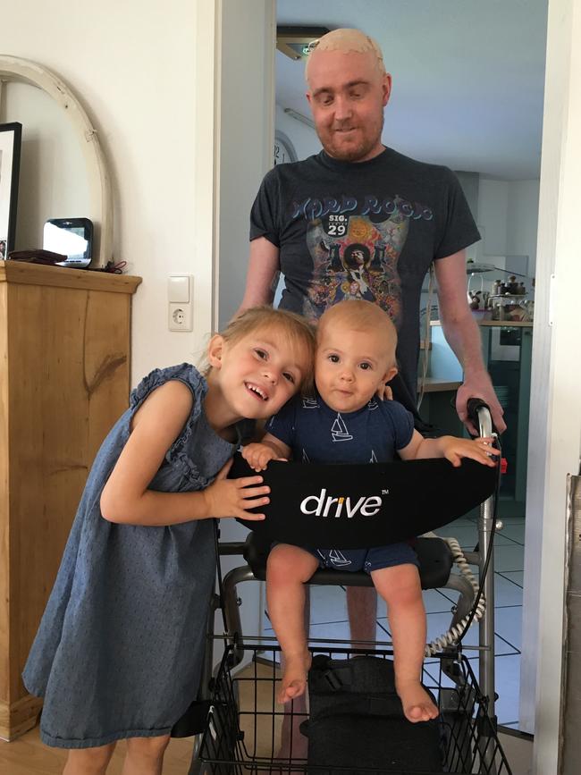 Michael Hall with his beloved kids, Carlotta and Henri. Picture: Supplied