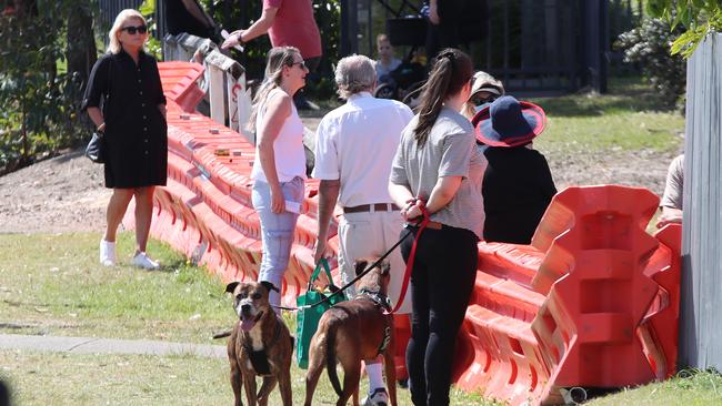 The border wall at Coolangatta and Tweed Heads has become a meeting place for business and family. Picture: Glenn Hampson