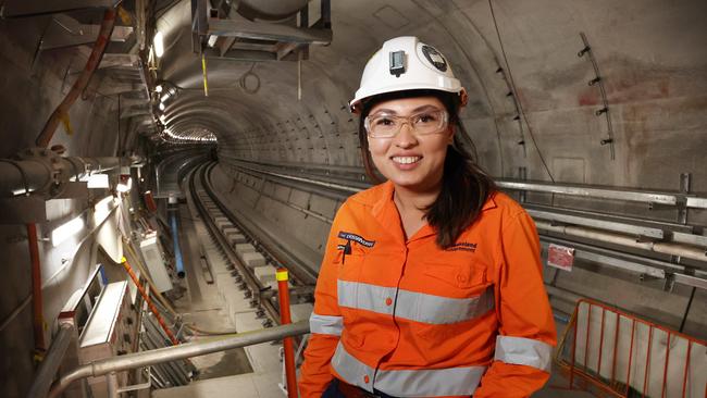 Sharon Hosseni, Crrda area manager, infront of the rail line, Woolloongabba Cross River Rail Station. Picture: Liam Kidston