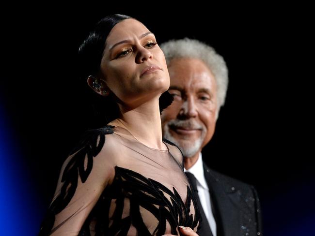 They’re the voice ... Jessie J and Tom Jones duet. Picture: Kevork Djansezian/Getty Images