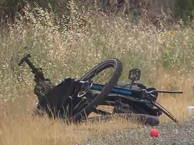 A man has died following a serious collision between a car and cyclist on the Dukes Hwy at Brimbago. Picture: 7NEWS