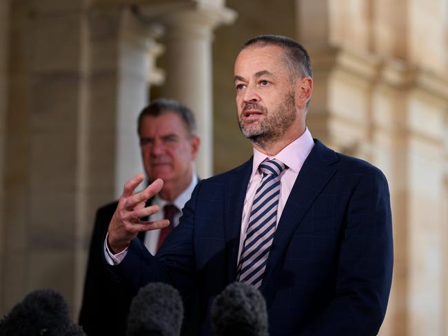 BRISBANE, AUSTRALIA - NewsWire Photos - SEPTEMBER 20, 2022.Queensland Health Acting Chief Operating Officer Dr David Rosengren speaks during a press conference at Parliament House in Brisbane. He discussed a report into the state-run DNA forensic laboratory. Picture: NCA NewsWire / Dan Peled