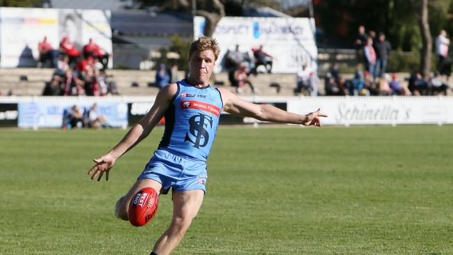 Tanunda playing-coach Sam Colquhoun in action for Sturt. Picture: Emma Brasier