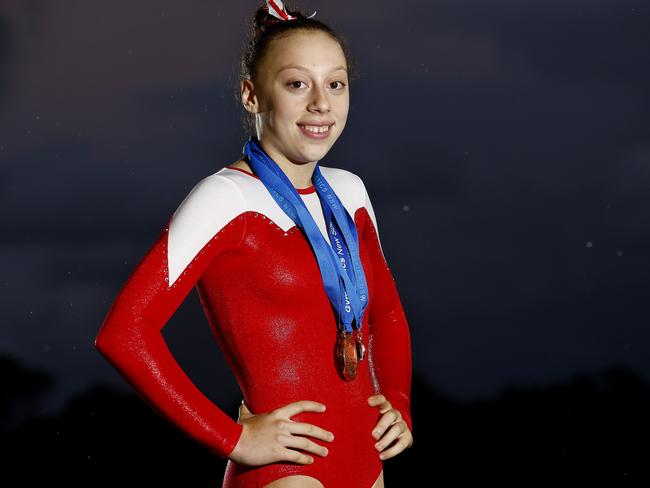 Jaymi Aronowitz 14 of Maroubra preparing to compete at the national gymnastics championships. Local Sports Star. LSS. Picture: John Appleyard