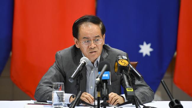 China’s ambassador to Australia Cheng Jingye has called the Morrison Government’s push for an inquiry “dangerous” as well as launching into a bizarre conspiracy theory. Picture: AAP Image