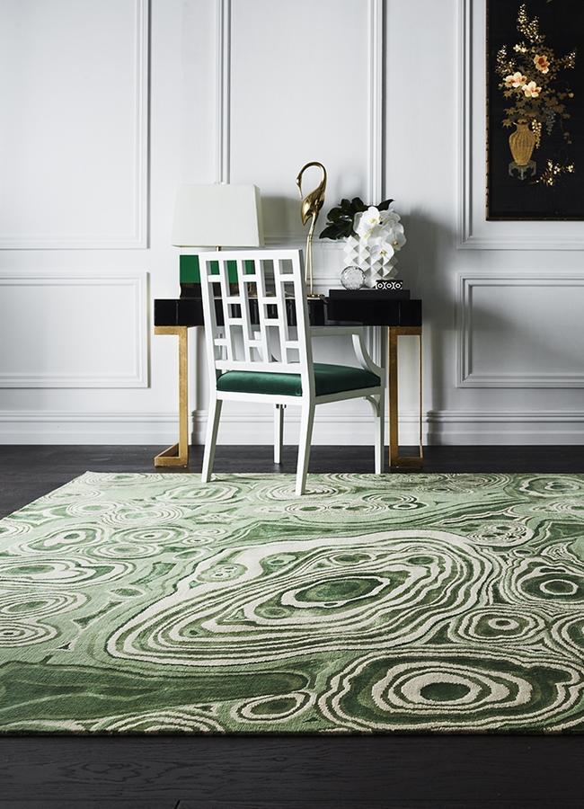 You don’t need to literally use precious stone. The Malachite rug by Greg Natale for Designer Rugs uses the organic shapes and shades of green to create an ultra luxe look.