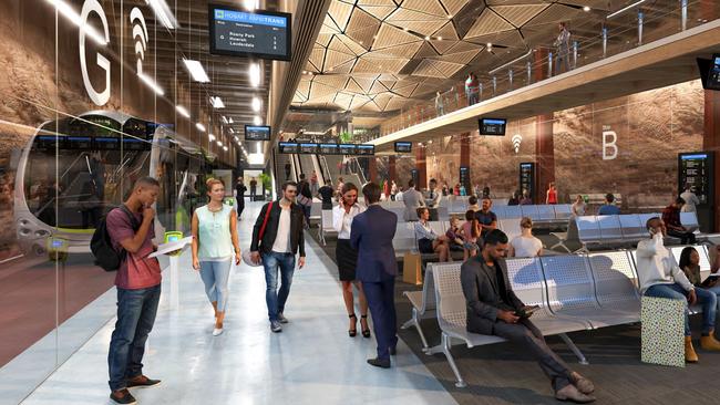 An artist’s impression of the bus mall in Elizabeth St. Picture: Department of State Growth