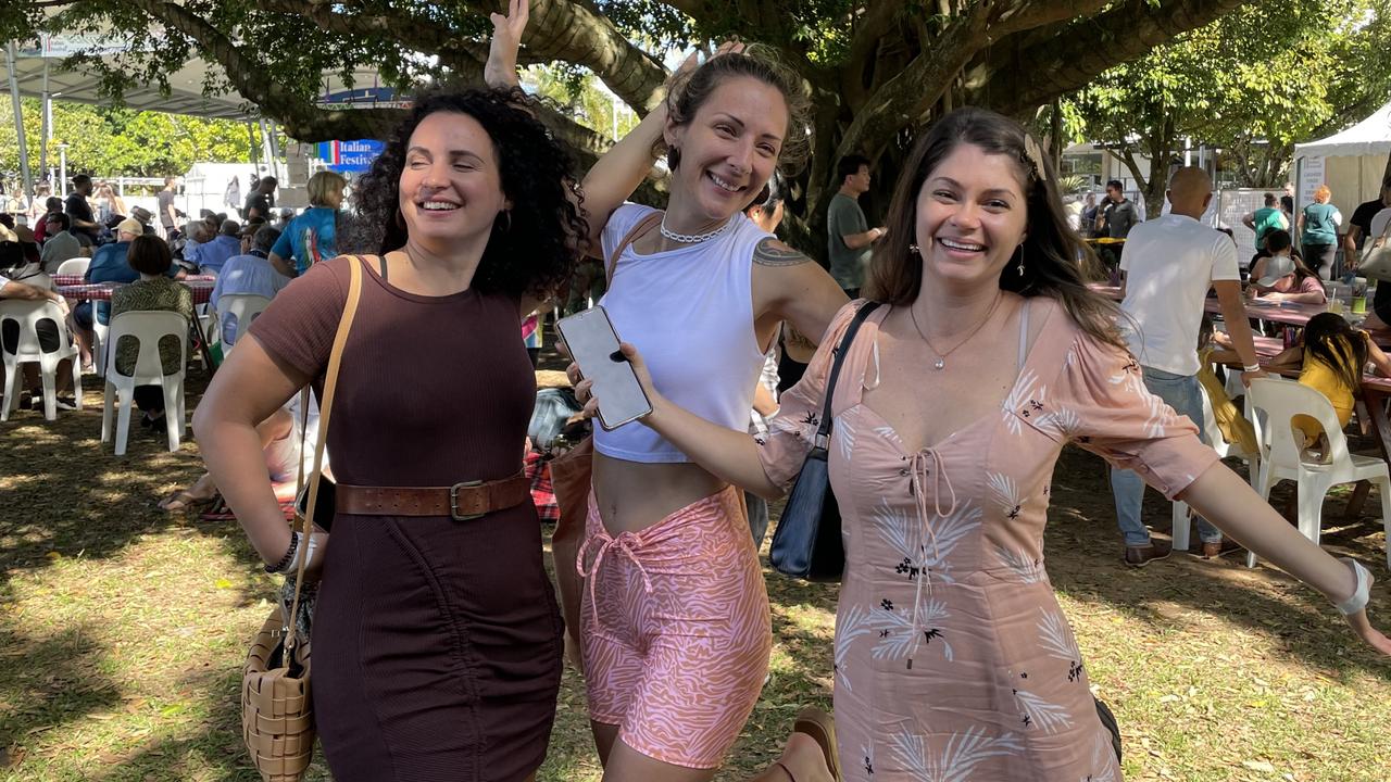 Romina Muzzone, Vanessa Muzzone and Alexandra Adamekova at the La Festa - Food and Wine day as part of Cairns Italian Festival at Fogarty Park. Picture: Andreas Nicola