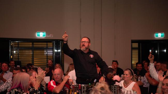 Paul Jensen celebrates as Litchfield Bears named Club of the Year at the 2023 NRL NT Frank Johnson / Gaynor Maggs medal night. Picture: Pema Tamang Pakhrin