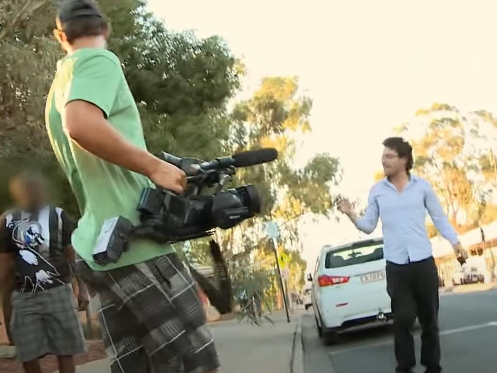 Joe Hildebrand was subject to a rock throwing incident last time he was in Alice Springs. Picture: YouTube.