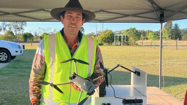 Darren Pratt, owner of Bundaberg Feral and Pest Control captured on thermal drone footage a pack of nine dingoes, who he said was a mum teaching her eight pups to hunt. Picture: Supplied