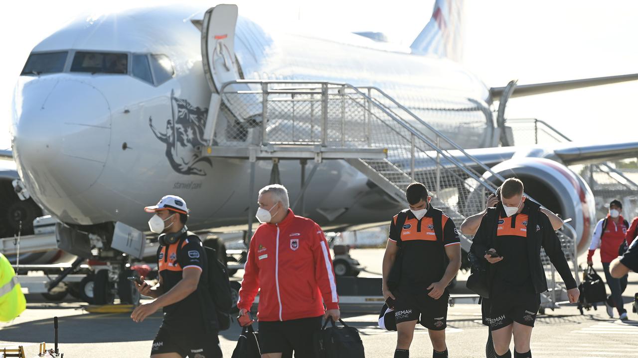 Players and coaches will once again be shuttled in and out of games on charter flights. Picture: Lyndon Mechielsen/The Australian