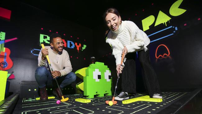 Please be upstanding for a crack at Pacman golf. Picture: Justin Lloyd