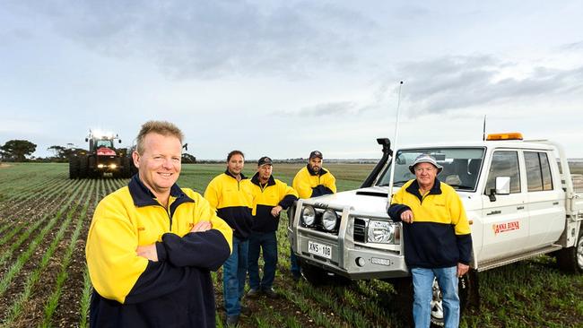 Farmer Ben Wundersitz with his team on his Eyre Peninsula property. Picture: Supplied