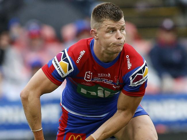 Jayden Brailey of the Knights during the Round One NRL match between Newcastle Knights and New Zealand Warriors at McDonald Jones Stadium in Newcastle, Saturday, March 14, 2020. (AAP Image/Darren Pateman) NO ARCHIVING, EDITORIAL USE ONLY