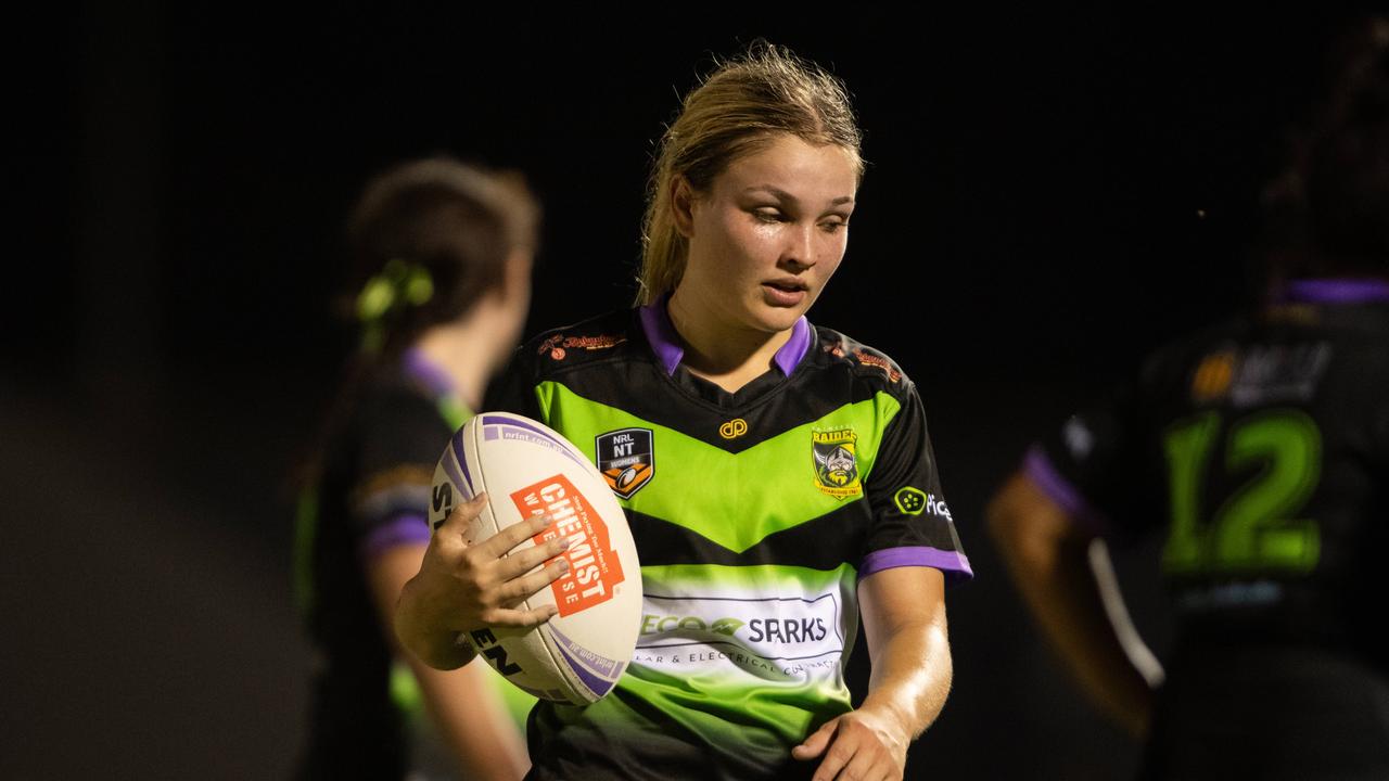 Paige McCourt as the Women Northern Sharks took on the Palmerston Raiders in Round 7 of the 2024 NRL NT season. Picture: Pema Tamang Pakhrin