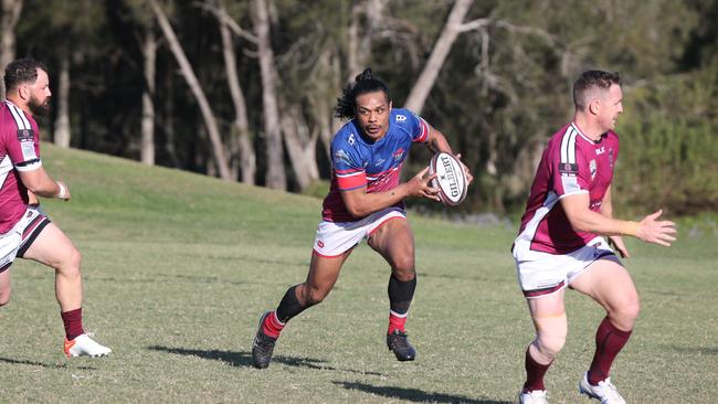 Gold Coast District Rugby Union (GCDRU) first grade clash between Nerang Bulls and Bond Pirates at Nerang. Lepau Feau. Pic Mike Batterham