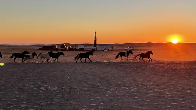 Elixir Energy drilling for gas in the Gobi Desert. Picture: Supplied.