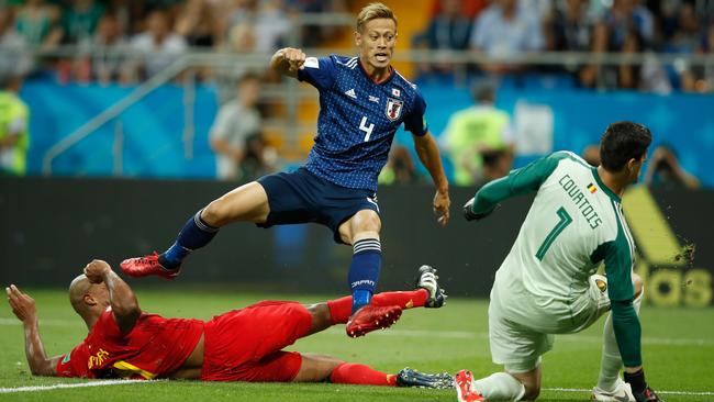 Japan midfielder Keisuke Honda in action against Belgium during the World Cup in Russia last month. Picture: AFP