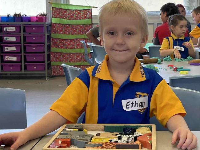 Ethan at Torquay State School for his first day of Prep.