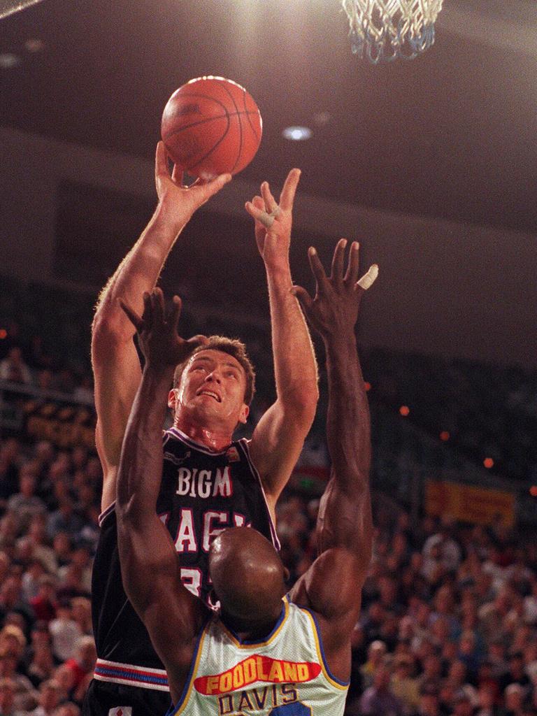 John Dorge shoots for the South East Melbourne Magic. Picture: Basketball/Australia