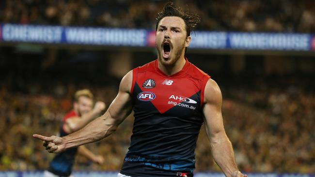 Michael Hibberd celebrates a goal. Picture: Wayne Ludbey