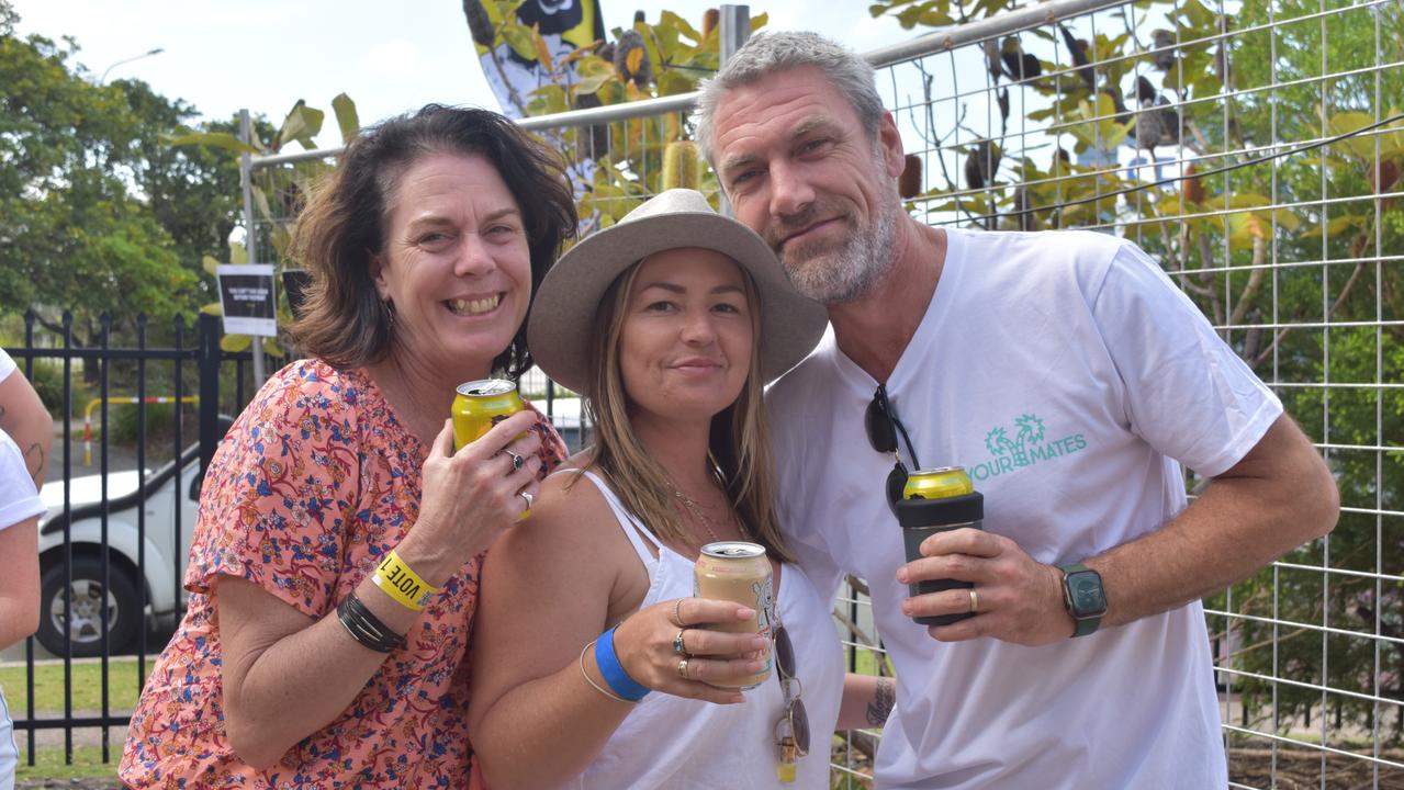 Gillian, James and Kate Stratford at Your Mates Beer Day Out in Warana on December 10, 2022. Picture: Sam Turner