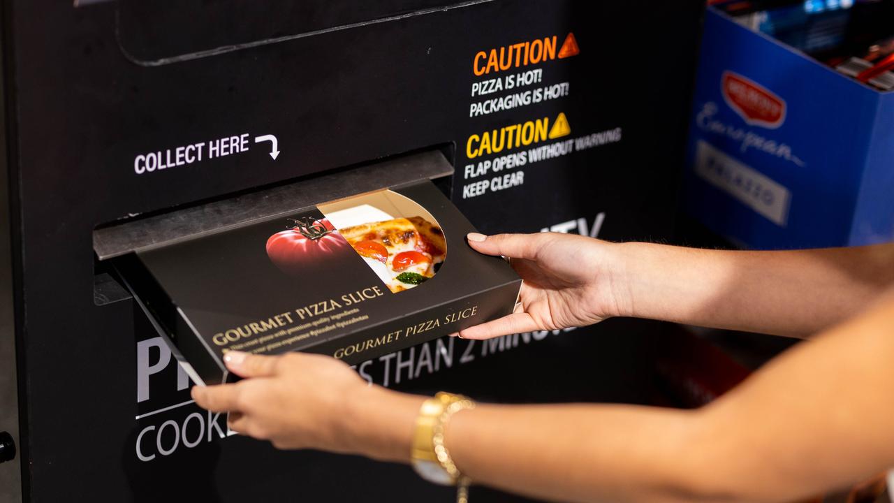 Aldi has teamed with a Bondi start-up to trial a pizza vending machine. Picture: Pizzabot / Aldi