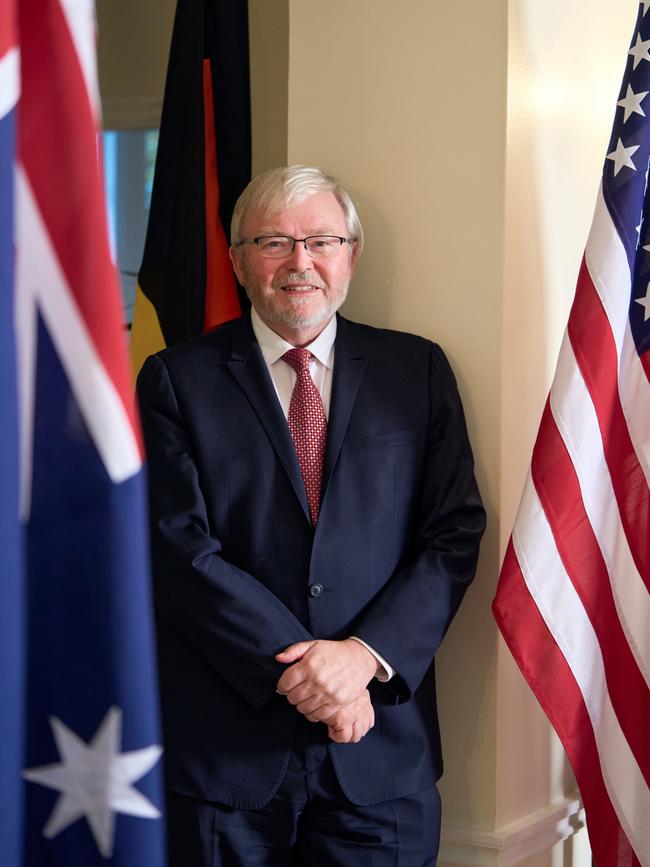 Australian Ambassador to the United States Kevin Rudd at his residence in Washington DC. Picture: Noah Willman