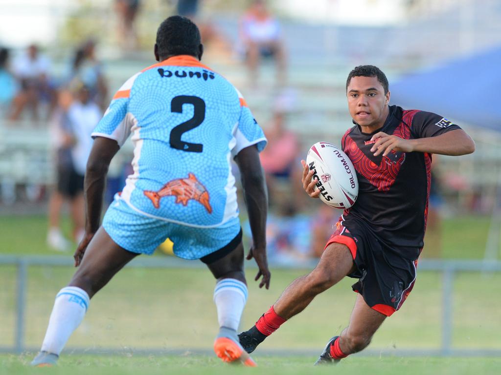 Central Coast player Tyson Douglas in the grand final game against Bunji United at the Warba Wangarunya Rugby League Carnival at Browne Park.