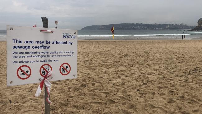 Sydney Water has advised people to avoid the north end of Freshwater Beach because it may be affected by a sewage overflow into the stormwater outlets, caused by wet wipes blocking a large nearby wastewater pipe. Picture: Jim O'Rourke