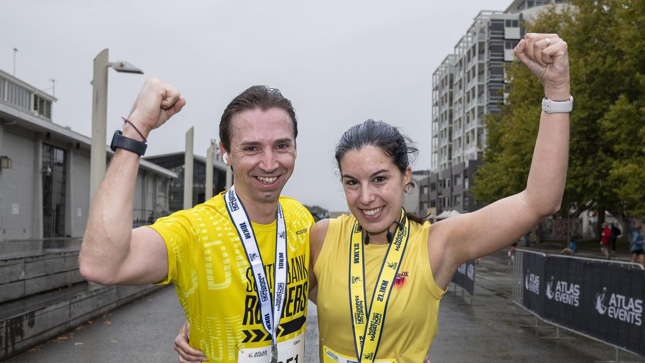 HOBART AIRPORT MARATHON 2024 David Ribes and Marta Forner. Picture: Caroline Tan