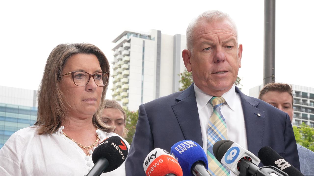 Police Commissioner Grant Stevens delivered a statement outside Adelaide District Court on Tuesday. Picture: NewsWire / Dean Martin