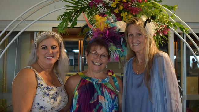 Renee Ivory, Janita Vidler and Robyn Protheroe at the Pavilion on Melbourne Cup Day 2022.