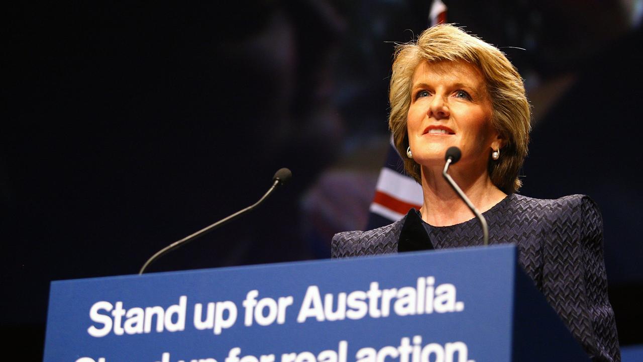 Bishop speaks during the 2010 Coalition campaign launch in Brisbane. Picture: Getty Images