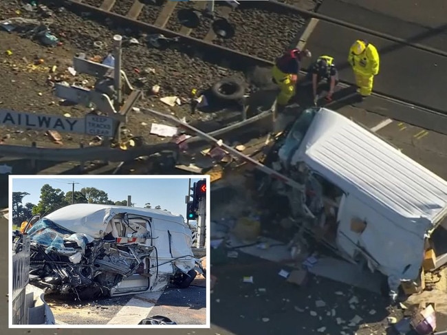 A van and train collided in West Gippsland.