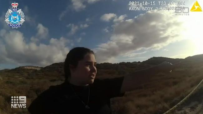 Police bodycam footage of Ellie Smith after Cleo’s abduction. Picture: 60 Minutes