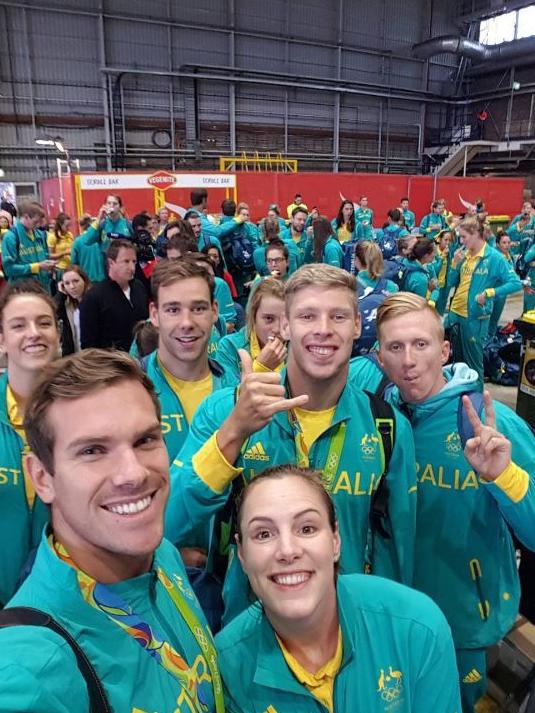 James Roberts with fellow Aussie Athletes in Sydney, 
