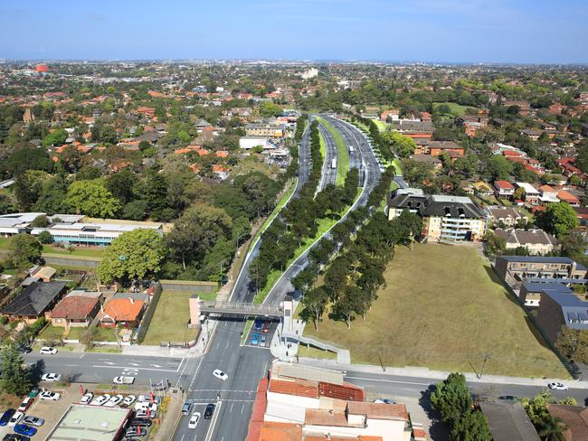 Artist's impression of the M4 East at Parramatta Road entry. Picture: WestConnex Delivery Authority