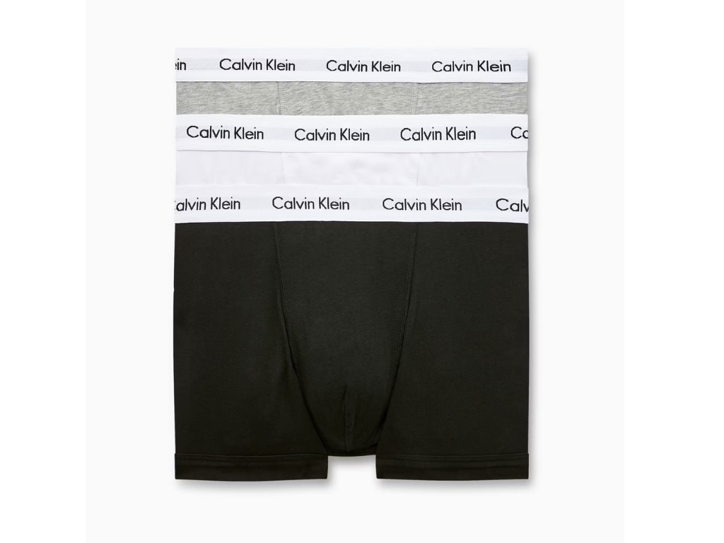 Calvin Klein Men’s Cotton Stretch 3 Pack Low Rise Trunks. Picture: Calvin Klein.