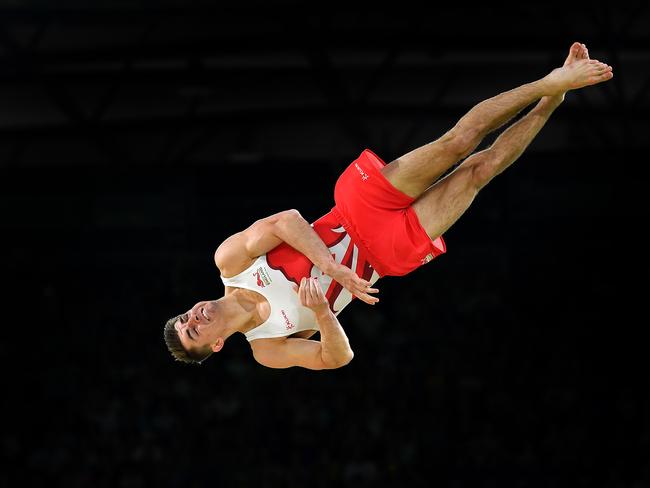 Max Whitlock of England competes during the men's floor final. Picture: Dan Mullan/Getty Images