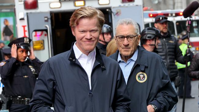 Plemons with Robert De Niro on the set of Zero Day.