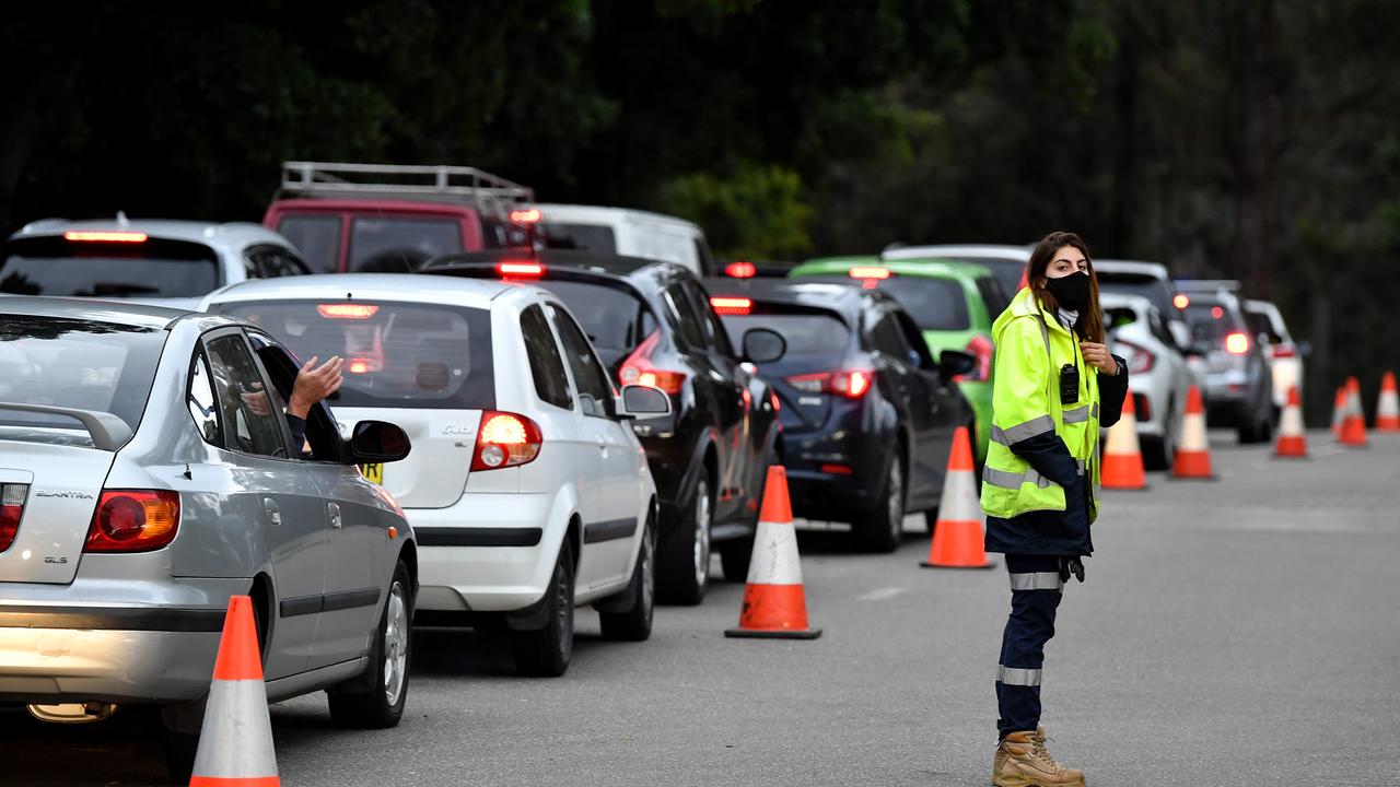 Twitter erupted in fury at NSW government ‘incompetence’ causing long queues (above, today) at Fairfield Showground. Picture: Joel Carrett/NCA NewsWire