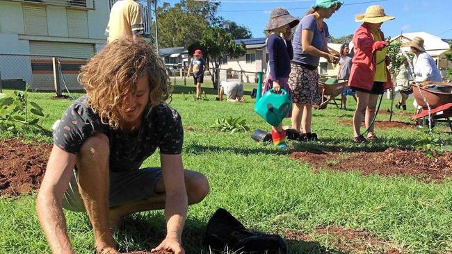 The community gathered to begin the fruit free orchard earlier this year at Jack's Paddock. Picture: contributed