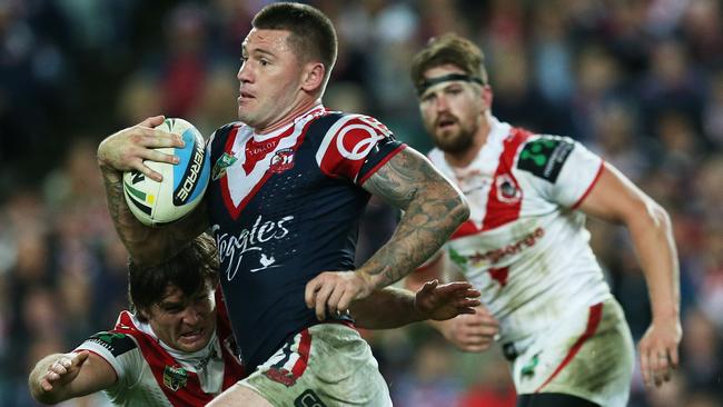 Roosters' Shaun Kenny-Dowall on a break during NRL match Sydney Roosters v St. George-Illawarra Dragons at Allianz Stadium. pic. Phil Hillyard