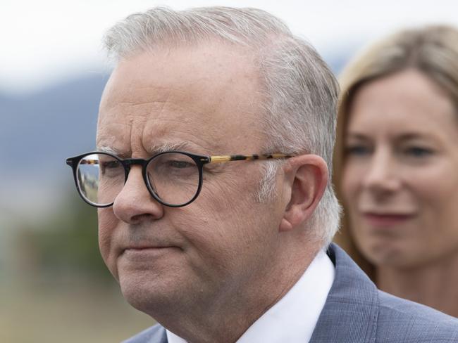 HOBART, AUSTRALIA - NewsWire Photos - JANUARY 15, 2025:, Prime Minister Anthony Albanese appears at a press conference in Hobart. Picture: NewsWire / Eddie Safarik